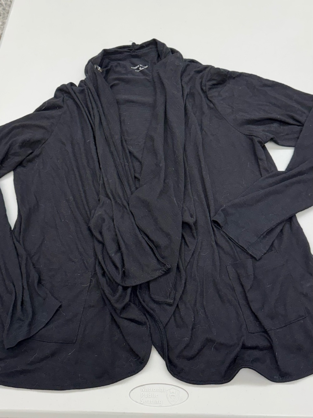 Studio Works Women’s Black Draped Open-Front Cardigan Sweater